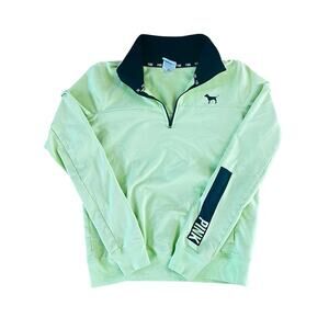 Victoria's Secret y2k PINK Quarter-Zip Pullover Neon Green with Graphic | XS